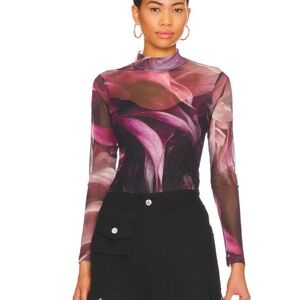 ALLSAINTS Floral Mesh Long Sleeve Top